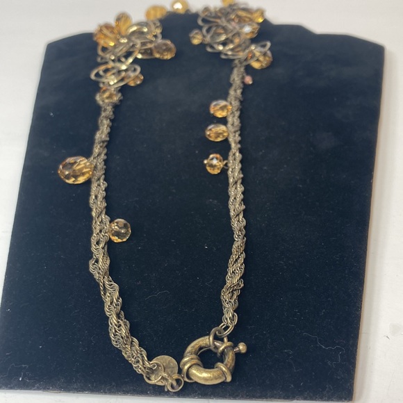 33" Long Talbots Dark Yellow Beaded and Hoop Chain Necklace - Picture 10 of 13